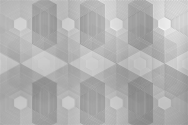 الگوی سفید ظریف با اشکال هندسی تکراری خطوط چند ضلعی شش ضلعی