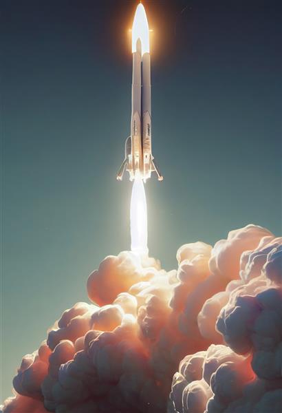 موشک فضایی به آسمان پرواز می کند سفینه فضایی برای جستجوی سیارات جدید