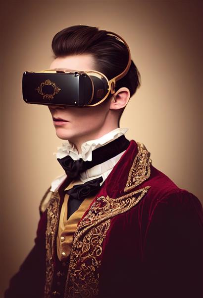 پرتره مرد ویکتوریایی با عینک مجازی