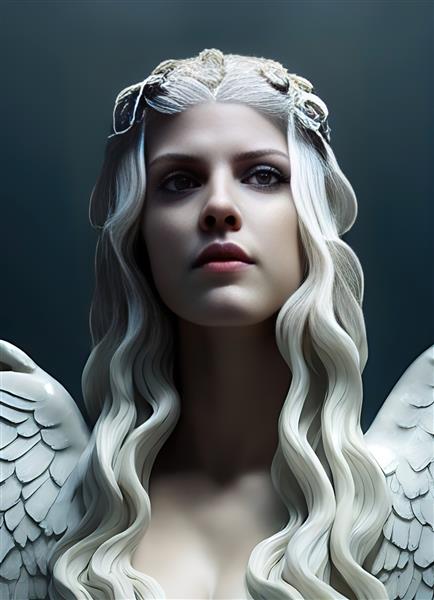 زن زیبای فرشته سفید جدی