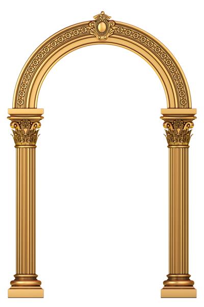 طاق کلاسیک مرمری لوکس طلایی با ستون