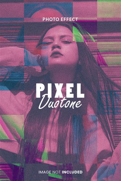 psd جلوه عکس Pixel duotone