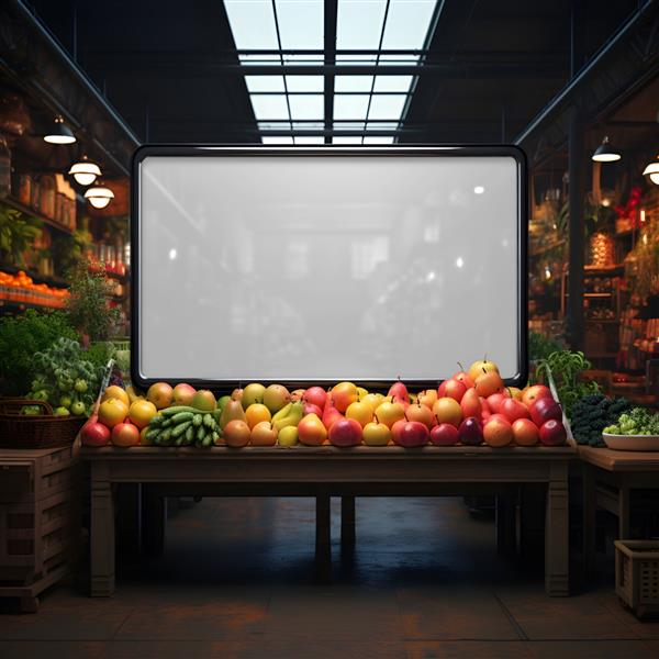 نمایش میوه ها و سبزیجات در یک فروشگاه