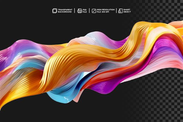 طراحی سیال سه بعدی رنگارنگ انتزاعی با ترکیبی پر جنب و جوش و پر جنب و جوش بدون پس زمینه