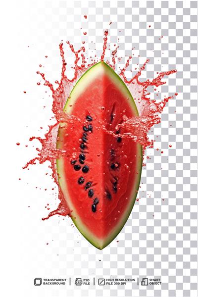 مفهوم مایع پاشش طراوت هندوانه در حال چرخش مایع قرمز و قطرات جدا شده پس زمینه