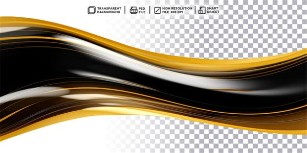 ظرافت طلایی رندر سه بعدی واقع گرایانه از موج پیچیده سیاه و طلایی بدون پس زمینه
