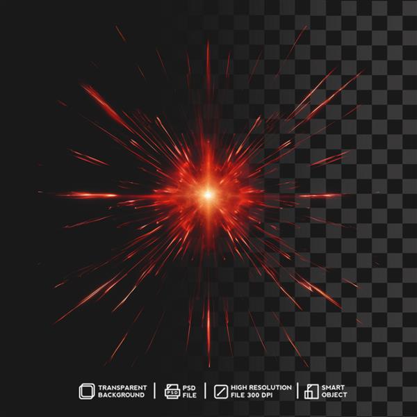 انفجار نور قرمز تماشایی انفجار نور قرمز در پس زمینه شفاف جدا شده
