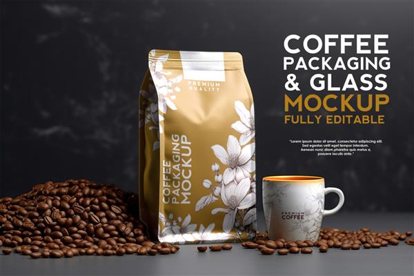 ماکت محصول بسته بندی قهوه واقعی