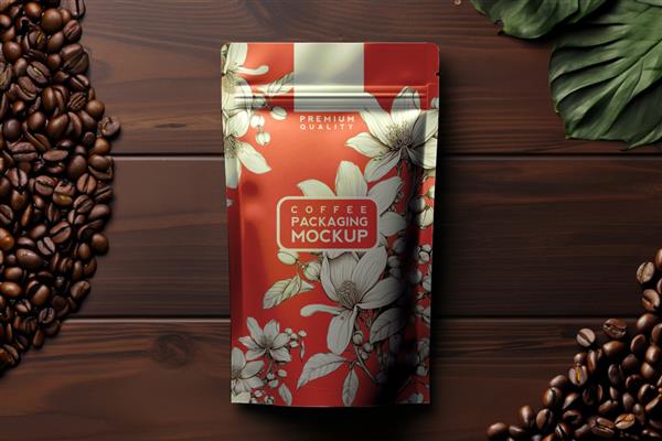 نمایش مارک تجاری بسته بندی قهوه واقعی