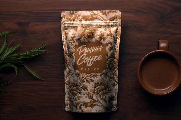 ماکت بسته بندی کیسه قهوه برای برندسازی محصول