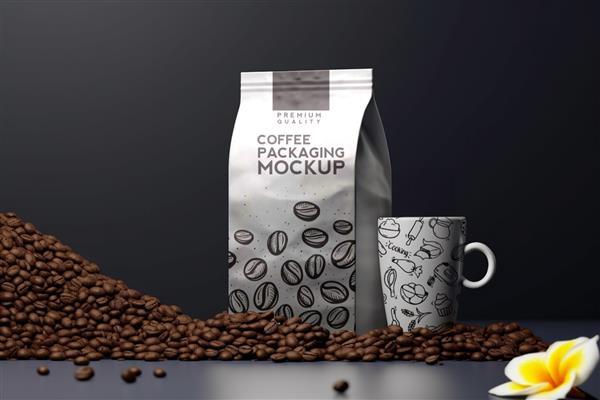 ماکت هویت بسته بندی قهوه واقعی
