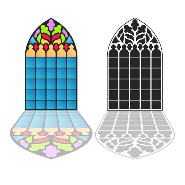 پنجره های گوتیک قاب های قدیمی شیشه های رنگی کلیسا