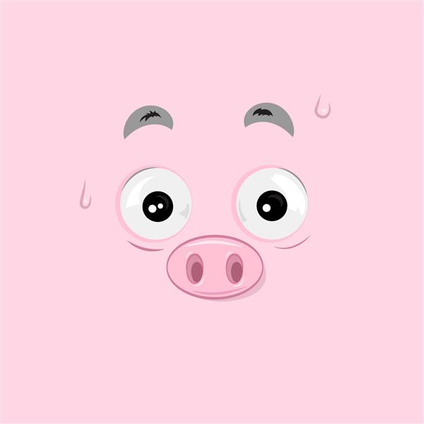 تصویر برداری از صورت تکان خورده خوک در پس زمینه صورتی
