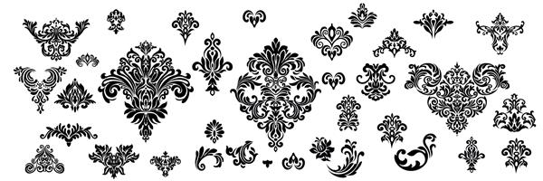 مجموعه ای از الگوهای گلدار وکتور شرقی برای کارت تبریک و دعوت نامه عروسی