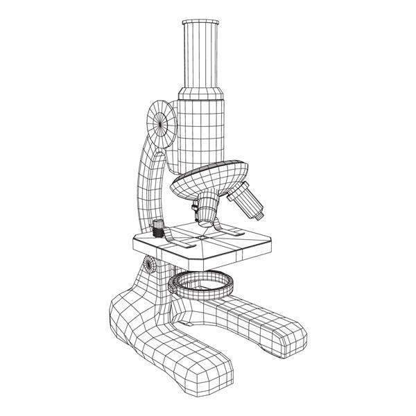 میکروسکوپ تجهیزات آزمایشگاهی دانشکده زیست شناسی نماد آموزش علوم تصویر وکتور با شبکه پلی‌فریم کم