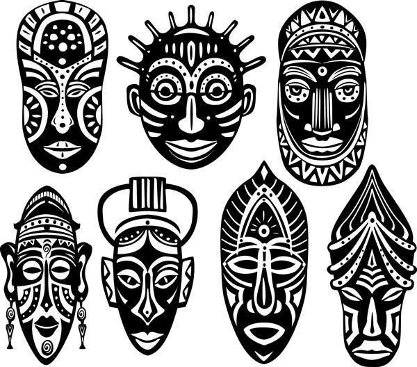 مجموعه ای از ماسک های قبیله ای آفریقایی