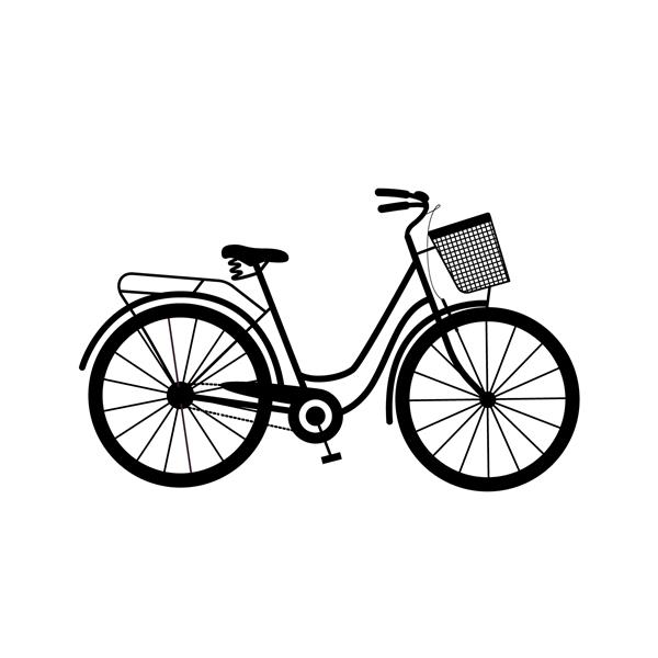 دوچرخه دوچرخه با سبد؛ تصویر برداری یا نماد نماد گرافیکی جدا شده روی سفید