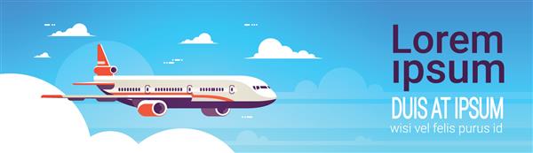 تحویل سریع هواپیمای پرنده حمل و نقل بین المللی مفهوم پس زمینه آسمان بنر افقی تخت تصویر برداری فضا کپی
