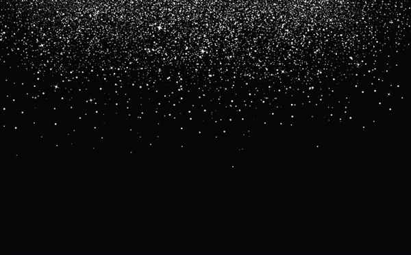 کانفتی گرد و غبار نقره با ستارگان در حال سقوط دکوراسیون جشن جشن مفهوم جشن در تصویر برداری پس زمینه انتزاعی فضای سیاه را پراکنده می کند