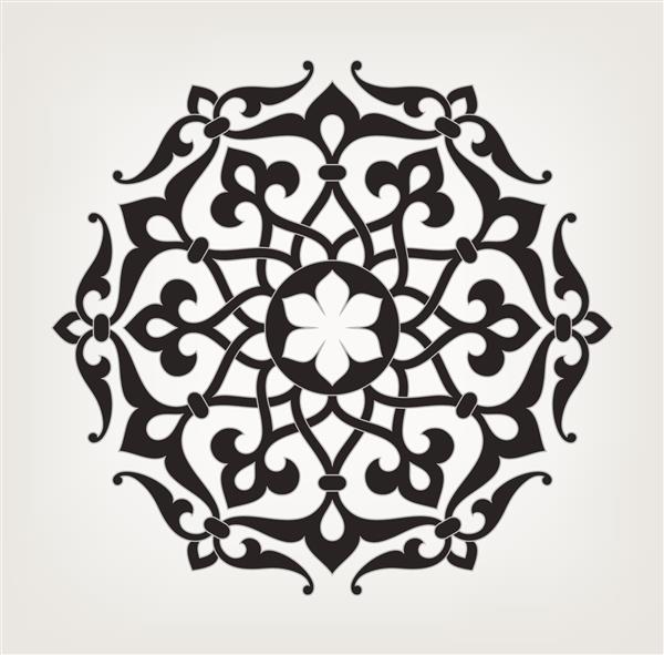 الگوی گل دایره ای ماندالا وکتور زیورآلات گرد وینتیج به سبک عربسک