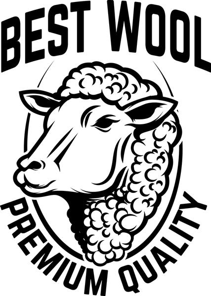 الگوی نشان کارخانه پشم گوسفند سر گوسفند عنصر طراحی برای لوگو برچسب علامت تصویر برداری