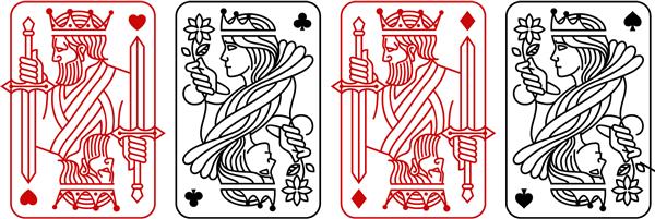 شاه و ملکه کارت بازی سیاه و قرمز