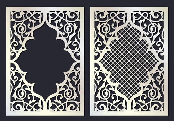 الگوی چرخشی زینتی برای برش بیرونی الگوی گل سیلوئت پانل سوراخ دار کابینت برش لیزری به سبک عربی پانل حکاکی فلز کاغذ یا چوب صفحه نمایش در فضای باز کارت عروسی