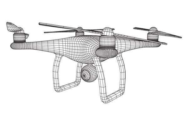 پهپاد هوایی کنترل از راه دور پرواز پهپاد با دوربین فیلمبرداری اکشن تصویر وکتور با شبکه پلی‌فریم کم
