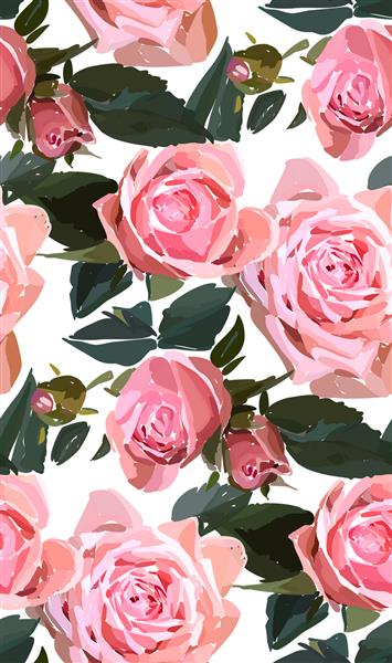 الگوی پس زمینه بدون درز گل گل رز باغچه صورتی آبرنگ به سبک طراحی شده با دست گل های زیبا تصویر برداری برای پارچه کاغذ بسته بندی کارت عروسی