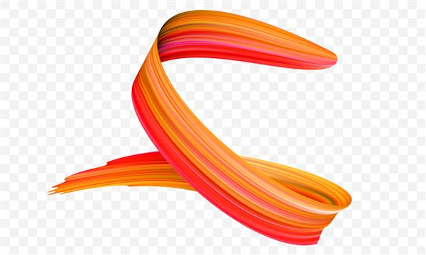 قلم مو رنگ نارنجی اکریلیک وکتور برس رنگ سه بعدی شیب مارپیچ روشن با بافتی پر جنب و جوش در پس زمینه شفاف مفهوم خلاقانه رنگ دیجیتال نقاشی شده