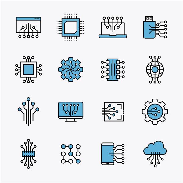 نماد الکترونیکی به سبک مسطح مرسوم مد روز جدا شده در پس زمینه نمادی برای طراحی وب سایت لوگو برنامه UI شما تصویر برداری EPS