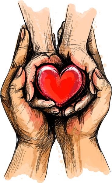 دستهای بزرگسال و کودک که قلب قرمز را در دست دارند مراقبت های بهداشتی اهدا روز جهانی قلب روز جهانی سلامت روز مادر مبارک روز عشق ولنتاین