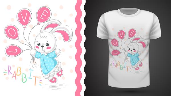 پرنسس خرگوش - ایده برای چاپ تی شرت نقاشی با دست