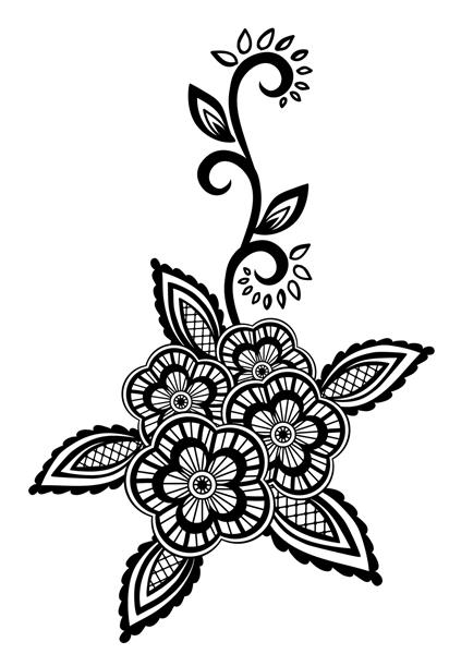 عنصر گلدار زیبا المان طرح گل و برگ سیاه و سفید با گیپوردوزی بدلی شباهت های زیادی در مشخصات هنرمند