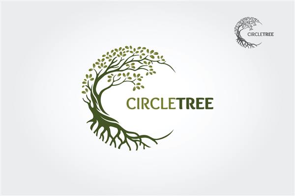 لوگوی وکتور Circle Tree این درخت زیبا نماد زندگی زیبایی رشد قدرت و سلامتی است