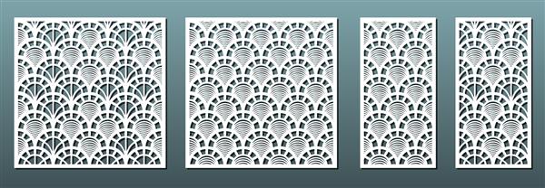 پانل های برش لیزری با الگوی هندسی انتزاعی مجموعه وکتور الگویی برای برش فلز کنده کاری روی چوب شابلون فرفری هنر کاغذ مفید در طراحی داخلی دکوراسیون کارت
