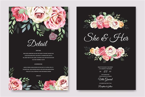 کارت عروسی و کارت دعوت با قالب گل رز زیبا