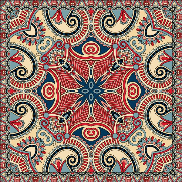 باندانا گلی زینتی سنتی از این الگو می توانید در طراحی فرش شال بالش کوسن استفاده کنید