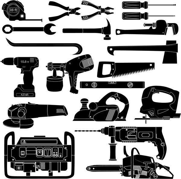 ست ابزار دستی و برقی سیاه و سفید EPS 10