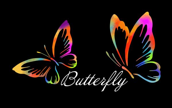 پروانه رنگارنگ لوگوی پروانه انتزاعی چند رنگ بردار