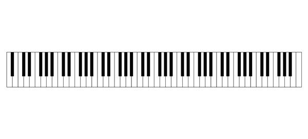 چیدمان صفحه کلید پیانو بزرگ با 88 کلید 52 کلید سفید و 36 کلید سیاه 7 اکتاو کامل مجموعه ای از اهرم ها بر روی آلات موسیقی برای نواختن دوازده نت مقیاس موسیقی غربی تصویر بردار