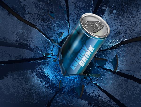 کنسرو نوشیدنی انرژی زا در تبلیغات پس زمینه انفجار فضای رایگان برای کپی و نام تجاری شما تصویر برداری سه بعدی