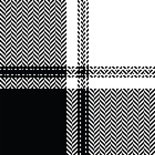 الگوی تارتان وکتور طرح چهارخانه چک بوفالو بدون درز به رنگ سیاه و سفید تک رنگ برای طراحی پارچه مدرن بافت پیکسلی شاه ماهی