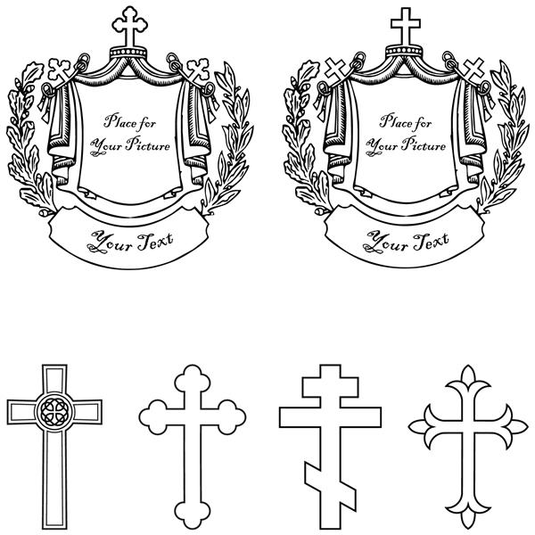 چهار وکتور صلیب مختلف با دو سنگ قبر آسان برای ویرایش