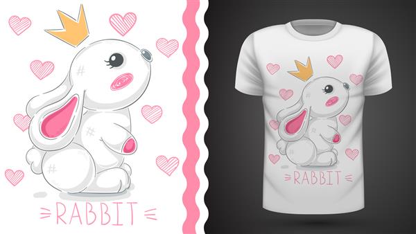 پرنسس خرگوش - ایده برای چاپ تی شرت نقاشی با دست