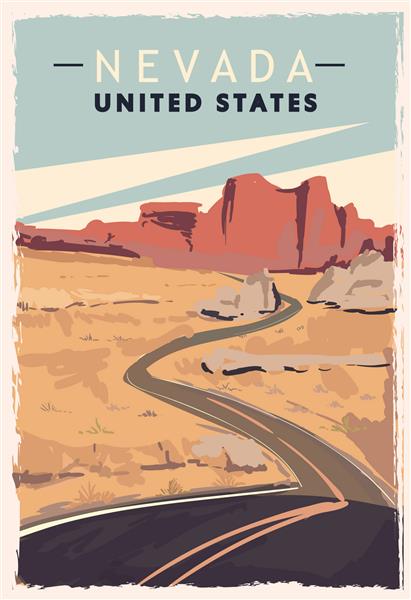 پوستر یکپارچهسازی با سیستمعامل نوادا تصویر سفر ایالات متحده آمریکا نوادا کارت پستال ایالات متحده آمریکا تصویر برداری