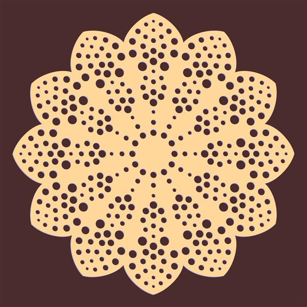 ماندالا برش لیزری گل چوبی ماندالای چوبی نقطه چین مفهوم بوهو الگوی گل طلایی تزیین سیلوئت CNC وکتور زیر لیوانی طرح برش لیزری گل برای برش چوب برش کاغذ یا برش فلز