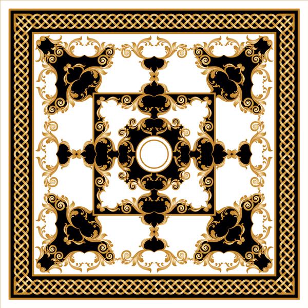 الگوی باروک تزئینی طلایی با زنجیر در زمینه سفید تصویر EPS10