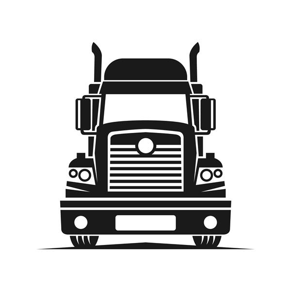 الگوی لوگوی وکتور لجستیک کامیون مناسب برای تحویل یا آرم صنعت حمل و نقل ساده با رنگ خاکستری تیره