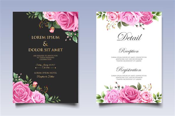 الگوی دعوت عروسی با طراحی گلدار زیبا
